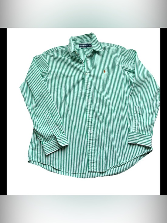 Ralph Lauren Other - Ralph Lauren Green & White Striped Polo Button-Down Shirt custom fit sz XXL